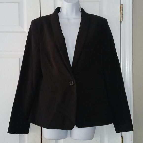 Eva Longoria black single button  casual office blazer Sz 8  EUC - Picture 1 of 5